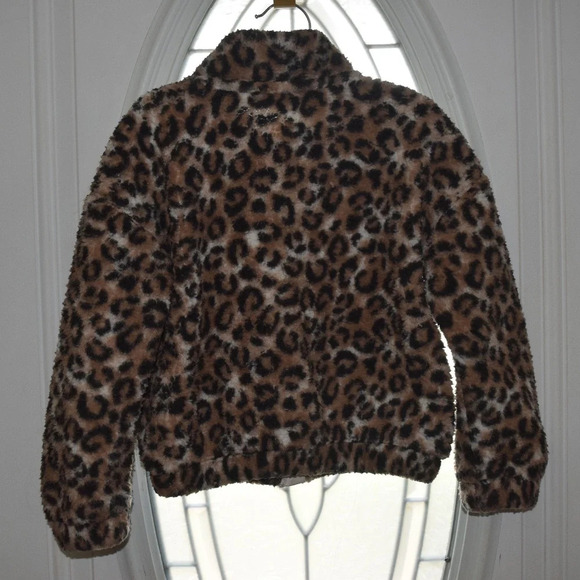 OLD NAVY Girls Cheetah Print Sherpa Zip Up Bomber Jacket Size S (6-7) - Picture 3 of 5